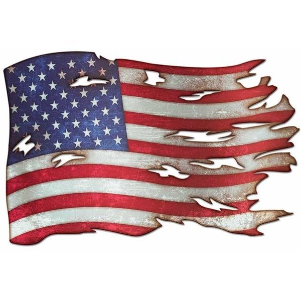 Pulvinar 24 x 16 in. Tattered American Flag Plasma Sign PU1127288